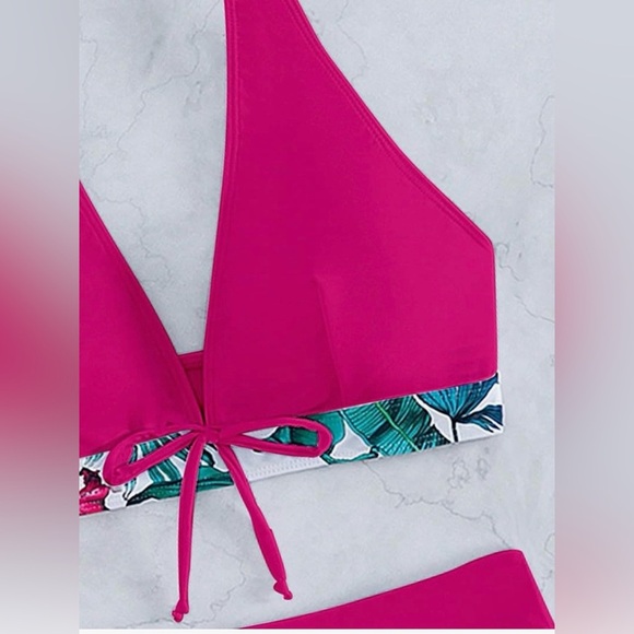 MakeMeChic Women's Halter Top Floral Swim Shorts‎ Bikini Set 2 Piece Swimsuit XL - Picture 4 of 10